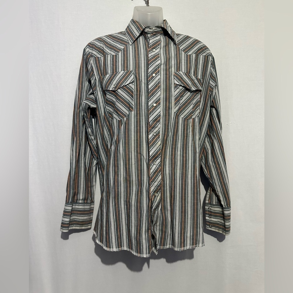 Vintage Wrangler Striped Western Pearl Snap Shirt | Size Large | Cowboy Core